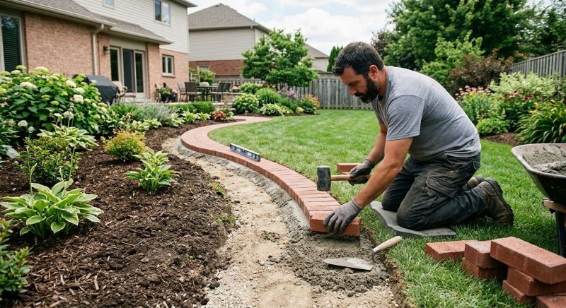 Brick Border Installation in West Hartford, CT